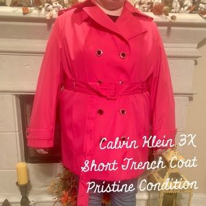 Calvin Klein 3X Hot Pink Short Trench Coat